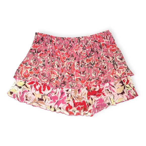 Eddie Rodriguez | Size 6 | Frilly Floral 100% Silk Crepe Layered Flutter Skirt - Picture 6 of 8